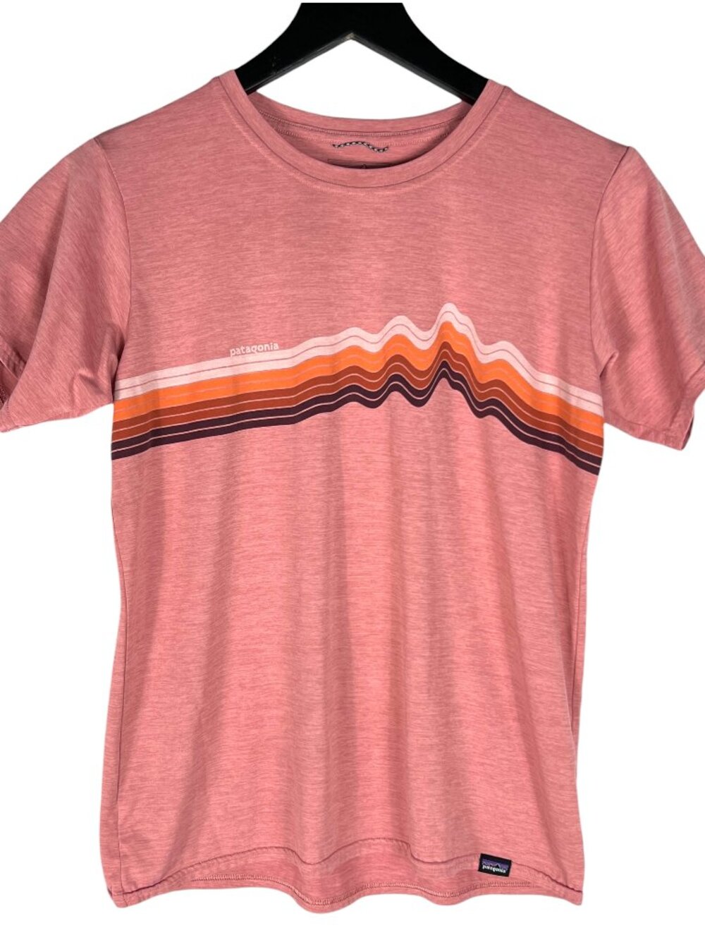 Patagonia Women's Cool Daily Graphic Shirt Ridge Rise Stripe Sunfade Pink Size S